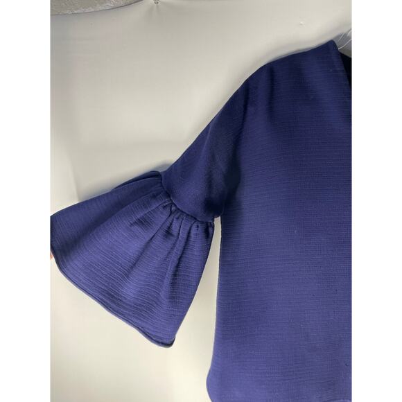 Ann Mashburn Double Knit Thick Bell Sleeve V-neck Pullover Blouse Top Large - Picture 2 of 8